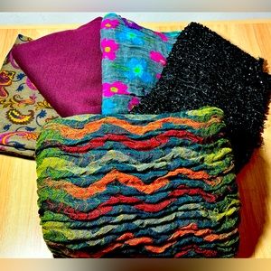 Scarves Bundle 5pc Brown Pink Blue Infinity Poncho Floral Sets